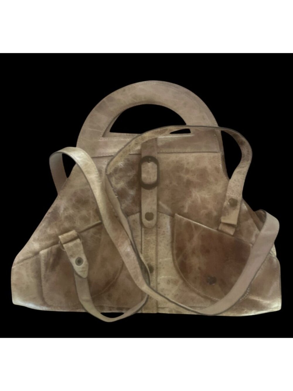 Patricia Nash Milano Convertible Leather Satchel Handbag Distressed Finish